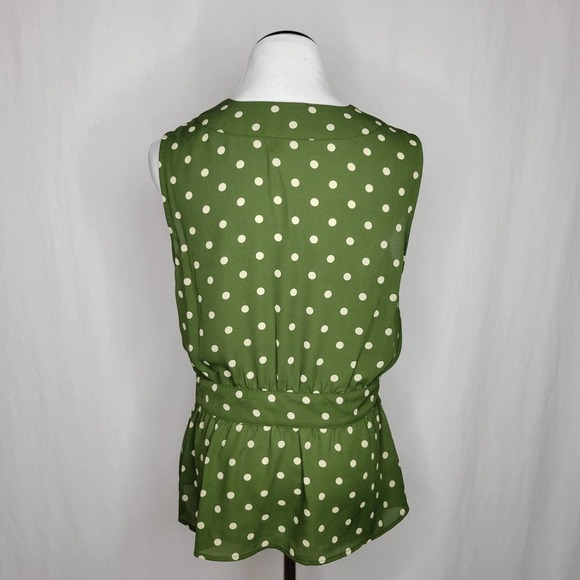 Tommy Hilfiger Tie Front Polka Dot Blouse Green Size Small - Picture 8 of 10